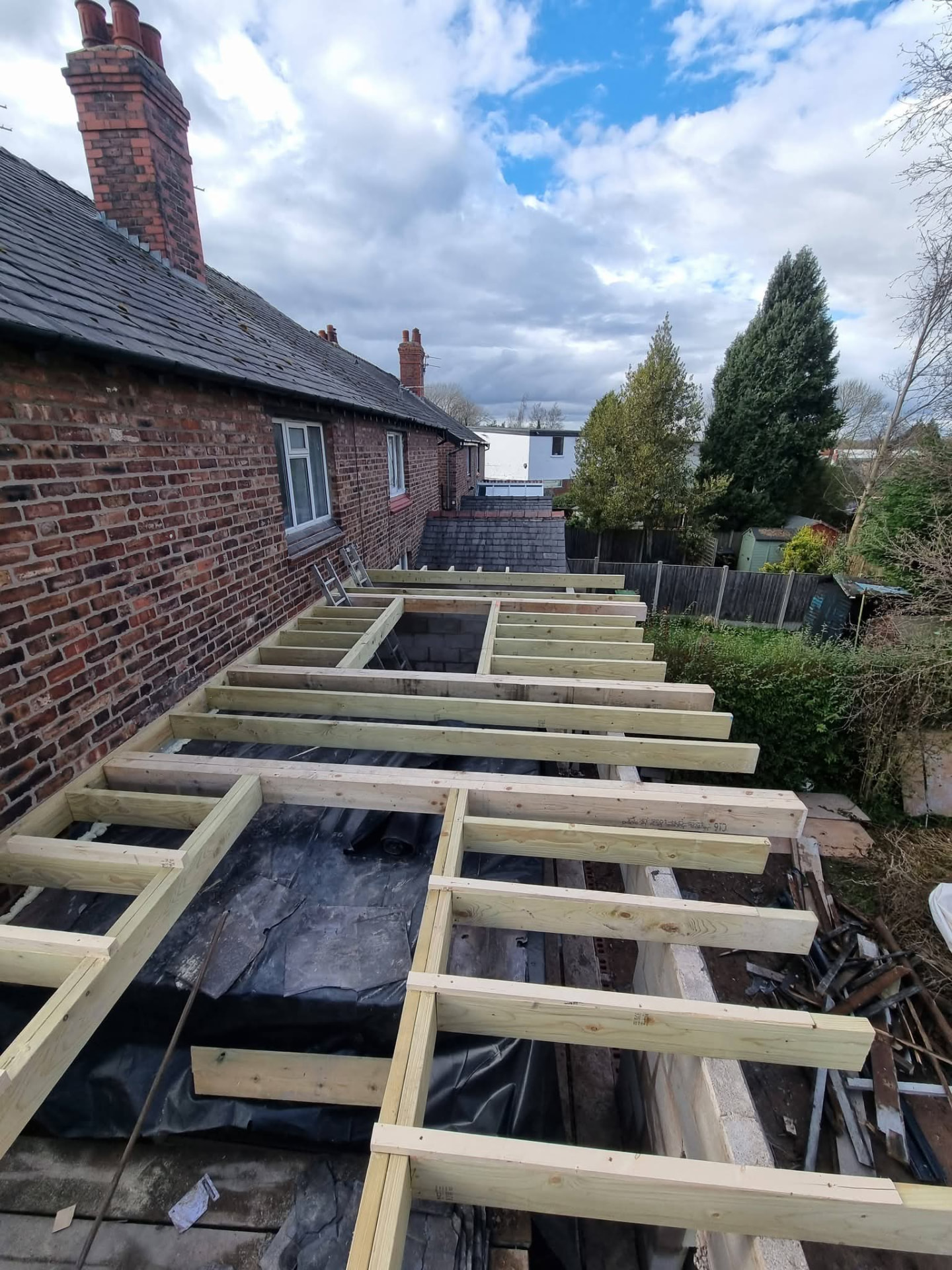 Rear extension timber roof framing