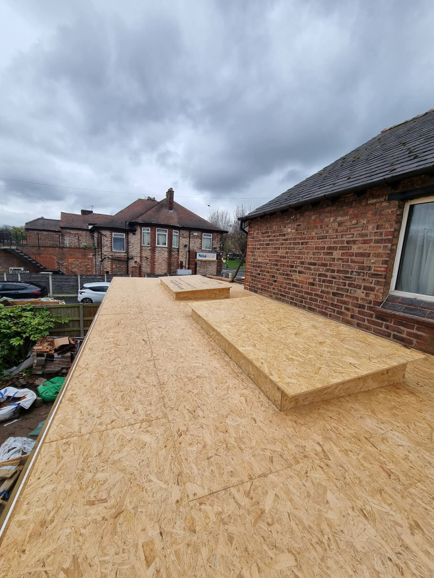 Newly decked flat roof
