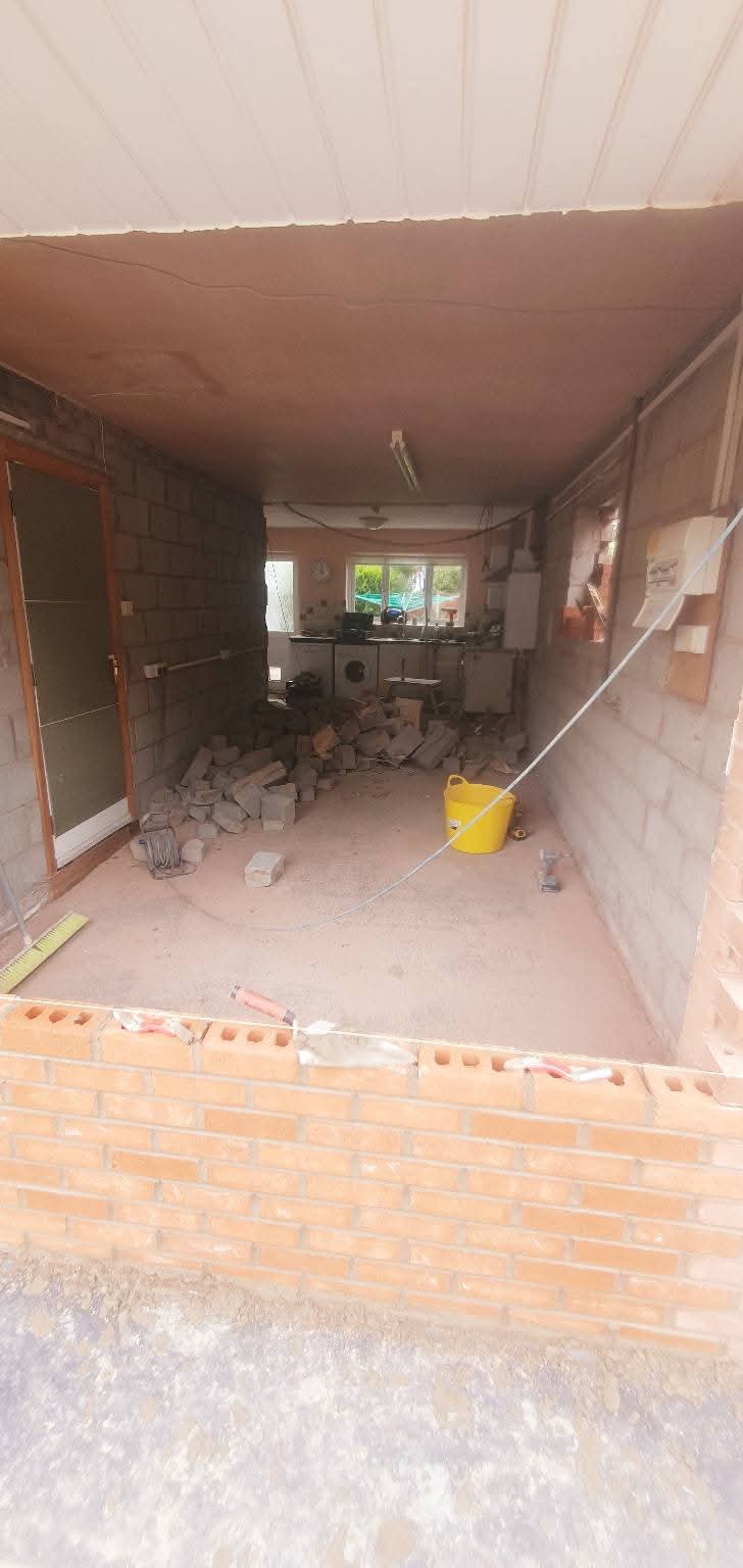 Garage interior during conversion