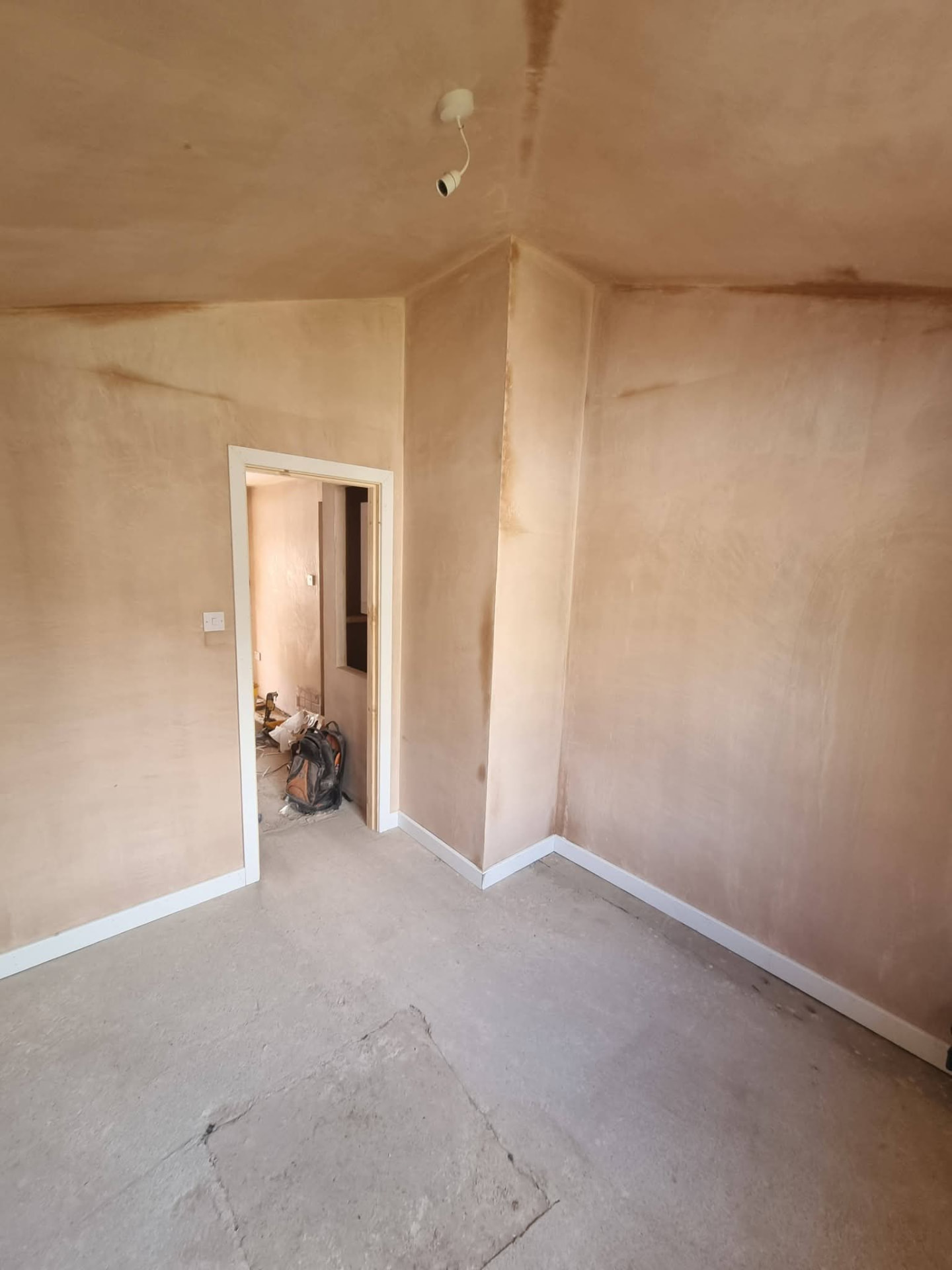 Newly plastered room